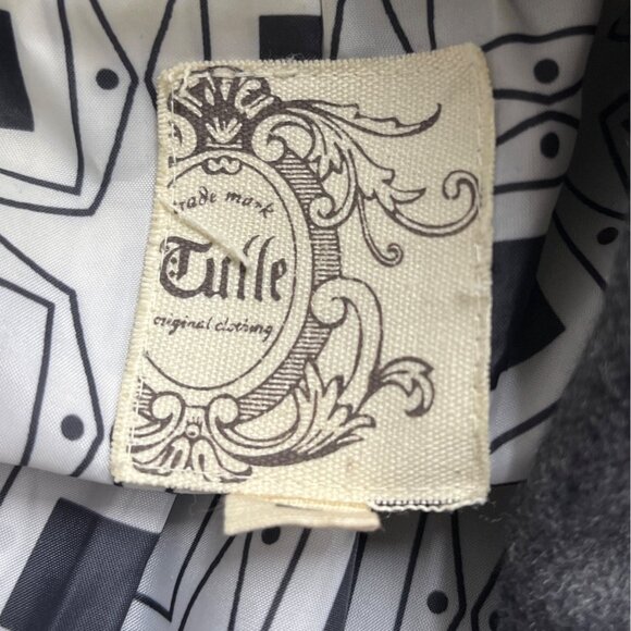 Anthropologie Tulle Women's Charcoal Wool Blend Button Front Coat Sz L - Picture 7 of 10